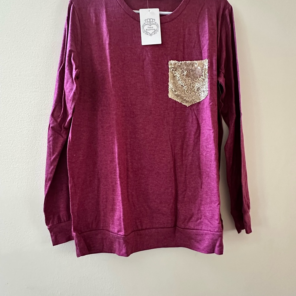 Purple and Gold Long Sleeve Tee with Relaxed Fit